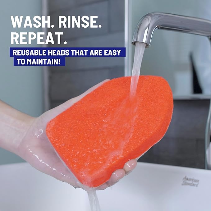 Moku Home Replacement Scrubber Refill for Moku Home Extendable Tub Tile Shower Brush for Cleaning Non-Scratch (5X Scrubber Sponge Red)