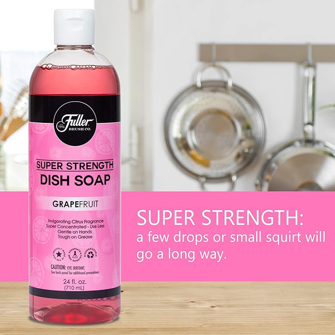 Fuller Brush Super Strength Dish Soap – Grapefruit – Ultra Concentrated Formula – Cuts Grease Fast, Clean Dishes, Glassware, Silverware, Pots, Pans & Surfaces – (Pack of 1)