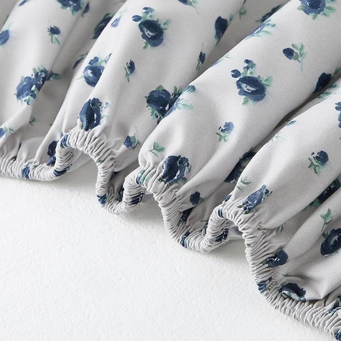 Modern Threads Silky Soft Microfiber and Wrinkle Free Sheets - Luxurious Microfiber Bed Sheets Includes Flat Sheet, Fitted Sheet with Deep Pockets, & Pillowcases Sweet Rose Blue, Twin