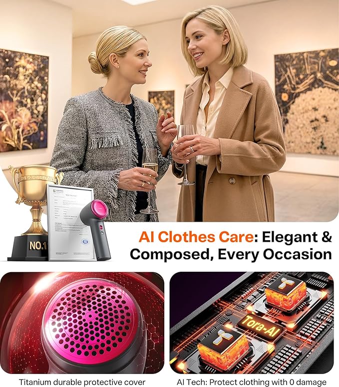 TORRAS Rechargeable Fabric Shaver Electric Lint Remover 3-Speed Remove Fuzz, Pilling for Cashmere, Wool, Clothes, Sweater, Coat, Furniture, Clothes depiller with Replacement Blades