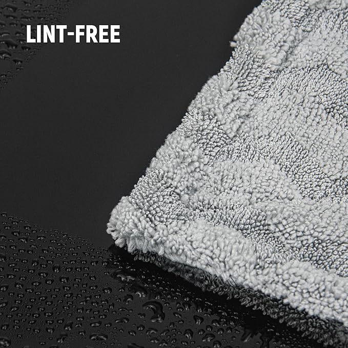 LIVOS Car Drying Towel, Premium Microfiber Towels for Cars, 1000GSM, Edgeless Twisted Loop Design, No Streaks, Scratches, or Water Spot, Absorbent Wash Towel, 18" x 24" (Wave Silver&Grey)