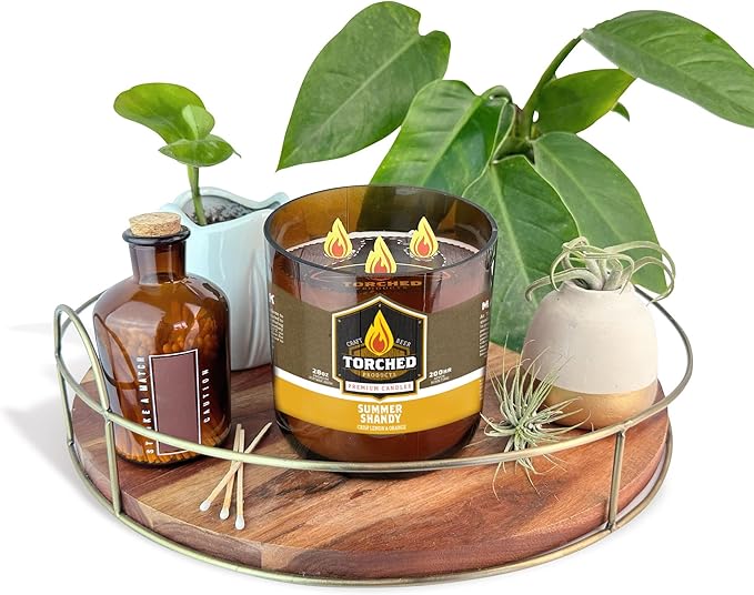 Torched Beer Scented Candles | Natural Soy Wax Candle | Summer Shandy Scent 28 oz | Makes a Great Gift for Men, Beer Lovers, and Collectors | Bar Man-Cave Decor and Accessories