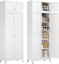 Kitchen Pantry Cabinet, 90" Tall Metal Storage Cabinet, Food Pantry cabinets with Doors and Shelves, Steel Cabinets for Living Room, Dining, White,16" D x 32" W x 90" H, Assembly Required