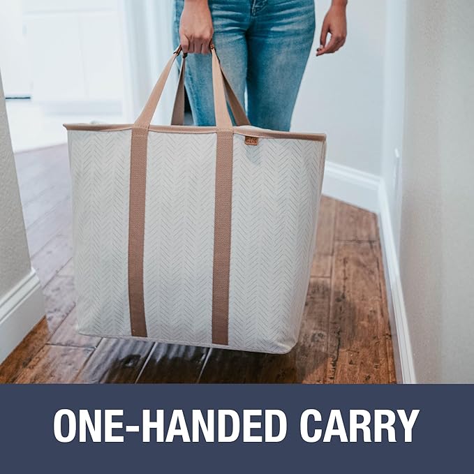 CleverMade Collapsible Laundry Basket Hamper - Navy Noir Cream 2-Pack 64L - Space Saving Storage Organizer with Handles Foldable Home Organization