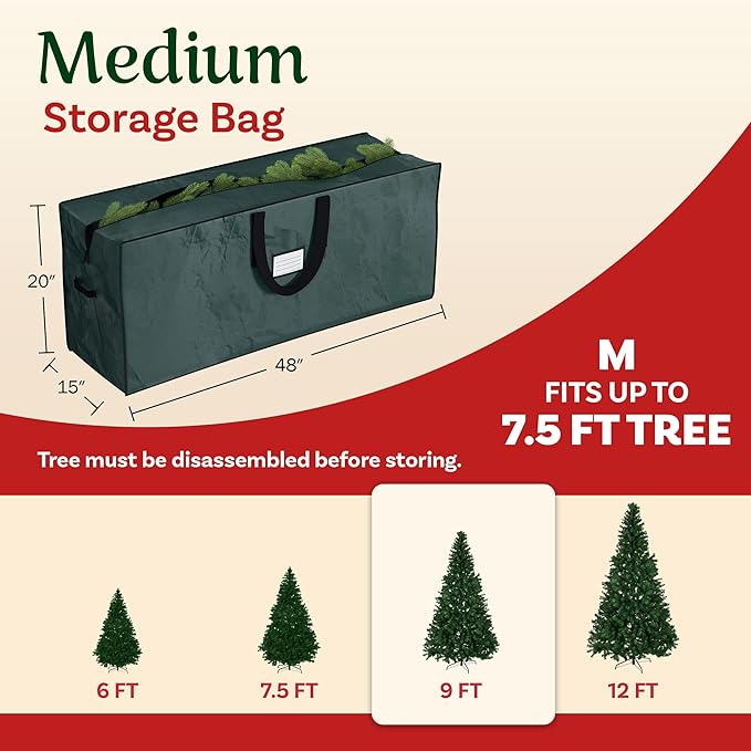 Christmas Tree Storage Bag-Fits up to 7.5 Foot Artificial Trees-Protects Holiday Decorations & Inflatables from Moisture & Damage by Elf Stor (Green)