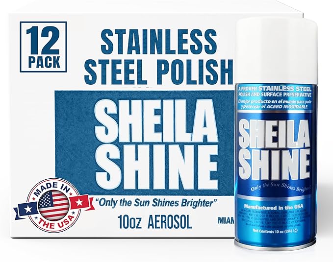 Sheila Shine 12 x 10oz Stainless Steel Cleaner and Polish - Removes Grease, Fingerprint & Watermark - Kitchen Appliances, Refrigerators, Sinks, Ovens & Grills - Stainless Steel Sprays Cleaner