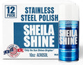 Sheila Shine 12 x 10oz Stainless Steel Cleaner and Polish - Removes Grease, Fingerprint & Watermark - Kitchen Appliances, Refrigerators, Sinks, Ovens & Grills - Stainless Steel Sprays Cleaner