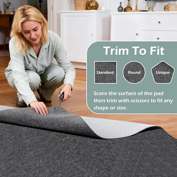 100% Waterproof Rug Pad, 3x5 Foot Non-Slip Rug Pad, 1/4 Inch Non-Slip Carpet,Suitable for Hardwood Floor Felt MATS and All Floors, Protecting The Floor and Keeping The Carpet Soft and Safe