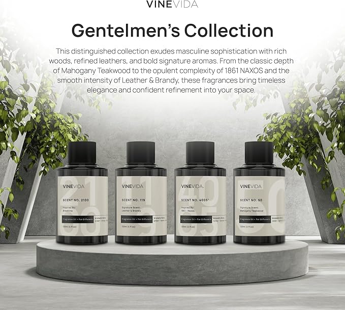 VINEVIDA Gentelmen's Collection (Pack of 4) - Diffuser Fragrance Oil Set - Cold Air Diffuser Oil