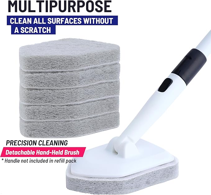Moku Home Replacement Scrubber Refill for Moku Home Extendable Tub Tile Shower Brush for Cleaning Non-Scratch (5X Scrubber Sponge Gray)
