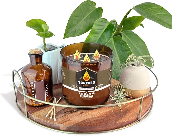 Torched Beer Scented Candles | Natural Soy Wax Candle | Barrel-Aged Brown Ale Scent 28 oz | Makes a Great Gift for Men, Beer Lovers, and Collectors | Bar Man-Cave Decor and Accessories