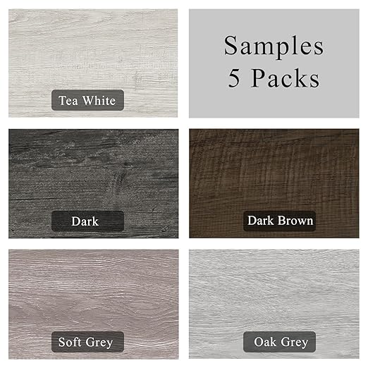 MULGREAT Peel and Stick Floor Tile, Waterproof Self Adhesive Vinyl Flooring 5-Pack Samples, Wood Grain Hard Core Easy DIY 6x4 inch Mini Pieces (Sample)