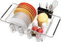 romision in Sink Dish Drying Rack, Stainless Steel Dish Drainers for Kitchen Sink, Use for Countertops & in Sinks & Over Sink, Compact Dish Dryer Racks with Utensil & Cup Holder, Sliver
