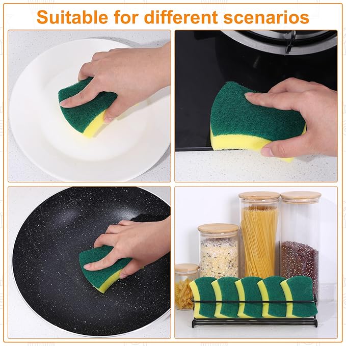 Ovveroche 200 Pcs Individually Wrapped Sponges,Uncompressed Non Scratch Scrouing Sponges for Household Cleaning Dishes Kitchen Airbnb Apartment Car Bike