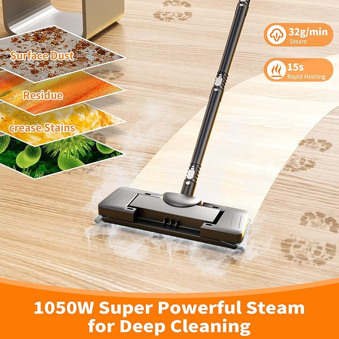 Steam Mop, Detachable Steam Cleaner 16-in-1 Lightweight Handheld Steamer for Hardwood Floors, Home, Tile, Furniture, Clothes, Windows Cleaning