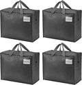 VENO 4 Pack Moving Bags, Christmas Storage Containers, Storage Totes, Zipper On Top, Sturdy, Storage Bags for Camping, Clothes, Bedding, Comforters, Pillows (13 Gallon Dark Gray, 4 Pack)