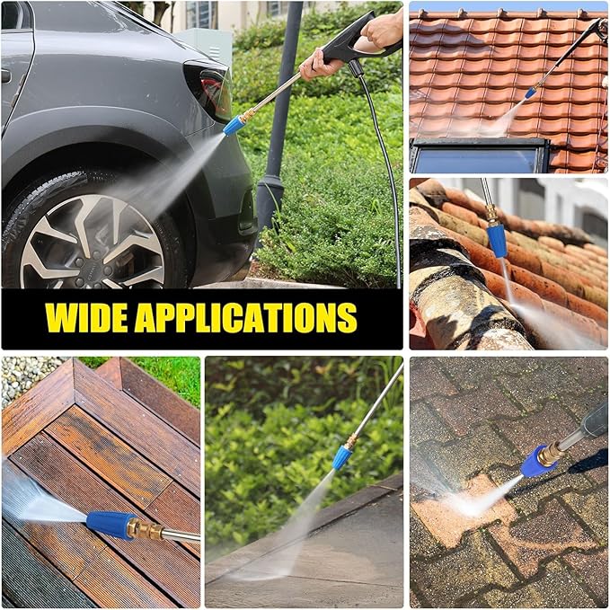 Turbo Nozzle Pressure Washer, 4000 PSI Max. 4.0 GPM Rotating Turbo Nozzle with 1/4'' 3/8'' Quick Connect Power Washer Turbo Nozzle for Garden Car Concrete Brick Vinyl Surface Outdoor Use