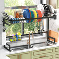 ADBIU Over The Sink (24"- 35.5" L) Dish Drying Rack (Expandable Dimension) Snap-On Design 2 Tier Kitchen Large Dish Drainer Counter Storage Organizer
