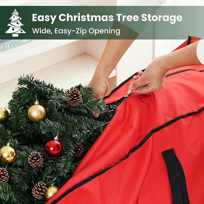 Christmas Tree Storage Bag for 9 FT Tree, Heavy-Duty 600D Waterproof Oxford Fabric with Wide Opening & Double Zipper, Durable Holiday Storage Organizer for Xmas Tree, Ornaments & Lights