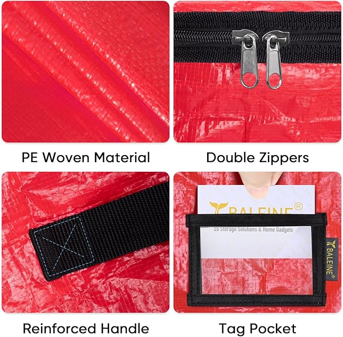BALEINE Wreath Storage Container, 2 Pack Christmas Wreath Storage Bag with Tear Resistant PE Material and Reinforced Handle for Holiday Xmas (Red, 36"x8")