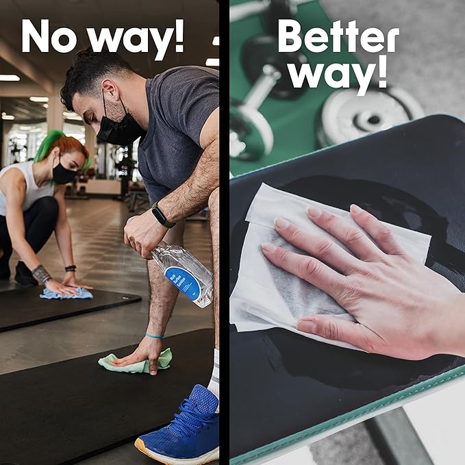 Wipex Wipe Dispenser & Refill Bundle - 1400ct 8"x12" Large Gym Wipes for Equipment, Lemongrass & Eucalyptus Scent with Premium Black Stainless Steel Floor Dispenser & Trashcan