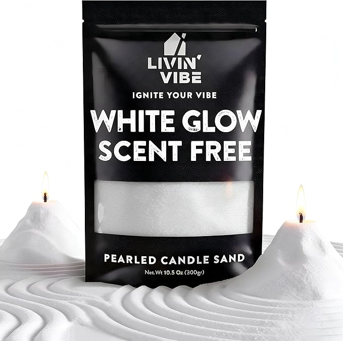 Pearled Candle Sand 10.5 oz (300g) – Scent-Free Candle, White Color, Relaxing Aromatherapy, Home Decor, Stress Relief, Long-Lasting Burn