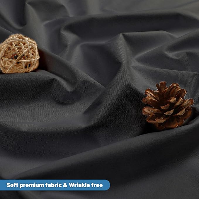 Water-Repellent Fabric Shower Curtain Liner - Hotel Quality Machine Washable, 3 Heavy-Duty Magnets with Rustproof Grommets & Weighted Hem, Standard Size 72x66in Black