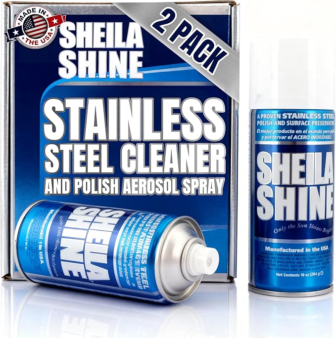 Sheila Shine 2 x 10oz Stainless Steel Cleaner and Polish - Removes Grease, Fingerprint & Watermark - Kitchen Appliances, Refrigerators, Sinks, Ovens & Grills - Stainless Steel Appliance Cleaner Spray