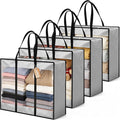 24 inches Christmas Wreath Storage Bag 4 Packs, 600D Heavy Duty Oxford Cloth Wreath Storage Container, Clear Moving Bags with Reinforced Handle for Xmas, Holiday, Moving & College Supplies