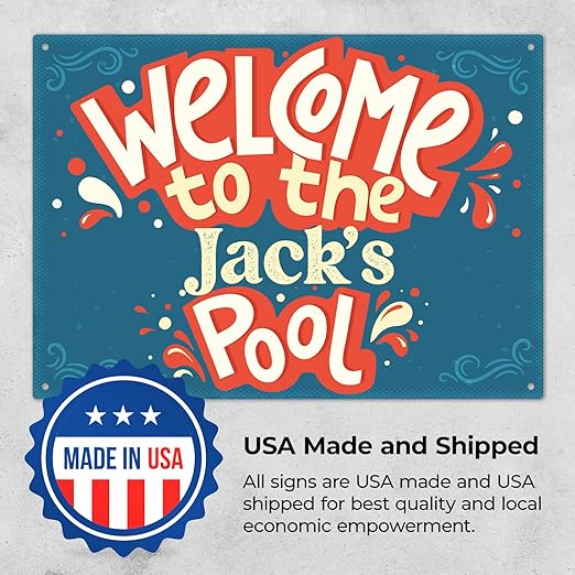 Custom Pool Sign, Welcome To The Pool Fun For Pool Décor Sign, 10x14 Inches, Rust Free .040 Aluminum, Fade Resistant, Made in USA by Sigo Signs