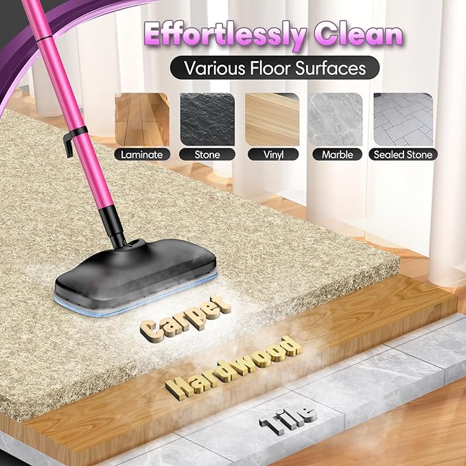 Standable Safe & High Temp Steam Mop Cleaner for Deep Cleaning, Powerful MultiPurpose and Heavy Duty Handheld Steam Cleaner, Detachable Floor Steamer with 18 Accessory for Hardwood Laminate Tile Grout