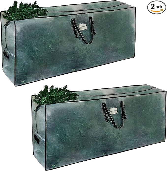 VENO 2 Pack Clear Christmas Tree Storage Bag - Fits 9 Ft Artificial Trees, Heavy Duty Large Bags with Zipper, Durable Handles, and Labeling Card Slot, Alternative to Storage Boxes with Lids (2 Pack)