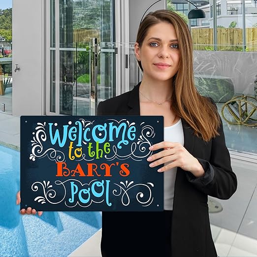 Custom Pool Sign, Welcome to The Pool Fun Colors for Pool Décor Sign, 12x18 Inches, Rust Free .063 Aluminum, Fade Resistant, Made in USA by Sigo Signs