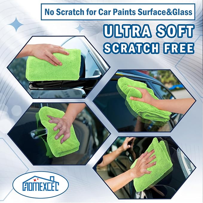 HOMEXCEL Professional Large Microfiber Car Drying Towels 2 Pack-31" x 24", Lint Free, Scratch Free, Highly Absorbent Drying Towel for Cars, SUVs, RVs, Trucks, and Boats, Dark Green