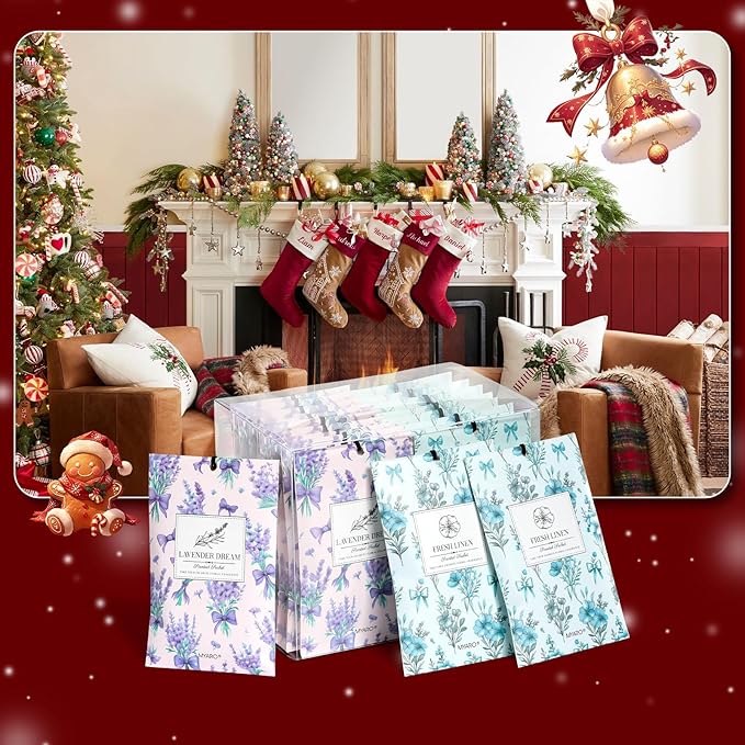 MYARO 20 Packs Lavender Linen Scent Sachet Long Lasting Closet Drawer Deodorizer Home Air Freshener Room Odor Eliminator