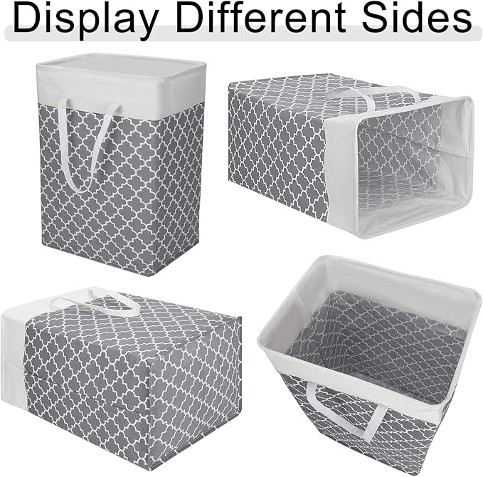 Treela 6 Pack 75l Large Laundry Baskets Collapsible Laundry Hampers with Reinforced Handles, Waterproof Freestanding Clothes Hamper Dirty Clothes Basket for Dorm Bedroom Bathroom Towels Toys(Gray)