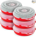 HOMZ 6-Pack Seasonal Holiday, Decorative Wreath Storage Organizer, 24 Inch, Red & Clear - Stackable Plastic Containers for Christmas Ornament Decorations