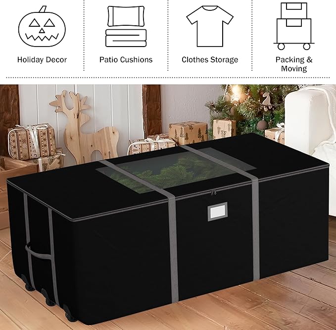 Christmas Tree Storage Bag - Storage Bags with Wheels for 12FT Artificial Trees, Packing, and Moving Containers by Elf Stor (Black)
