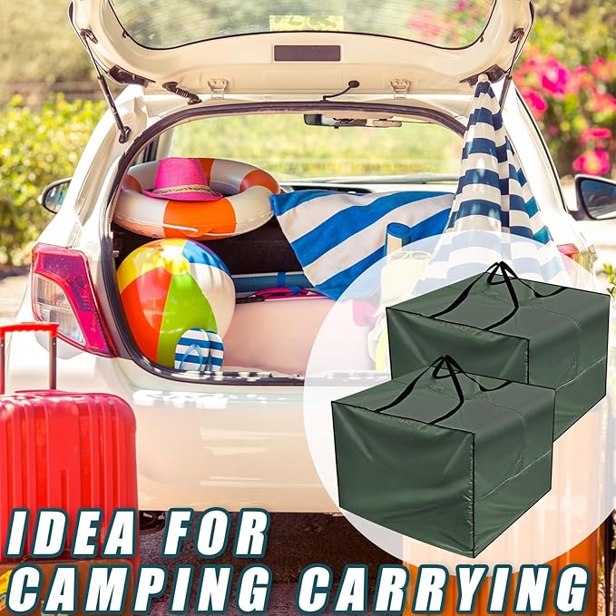 Patelai 2 Pcs 105 Gallon Cushion Cover Storage Bag 32 x 32 x 24'' Outdoor Waterproof Oxford Camping Moving Bag with Zipper Handles for Xmas Tree Ornament Patio Furniture Pillow Packing (Green)