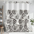 TQUQOBU No Hook Tropical Brown Beige Leaves Shower Curtain and Liner Set, Minimalist Boho Vintage Botanical Hotel Style Waterproof Fabric Shower Curtain with See Through Top Window, 71x74 Inch