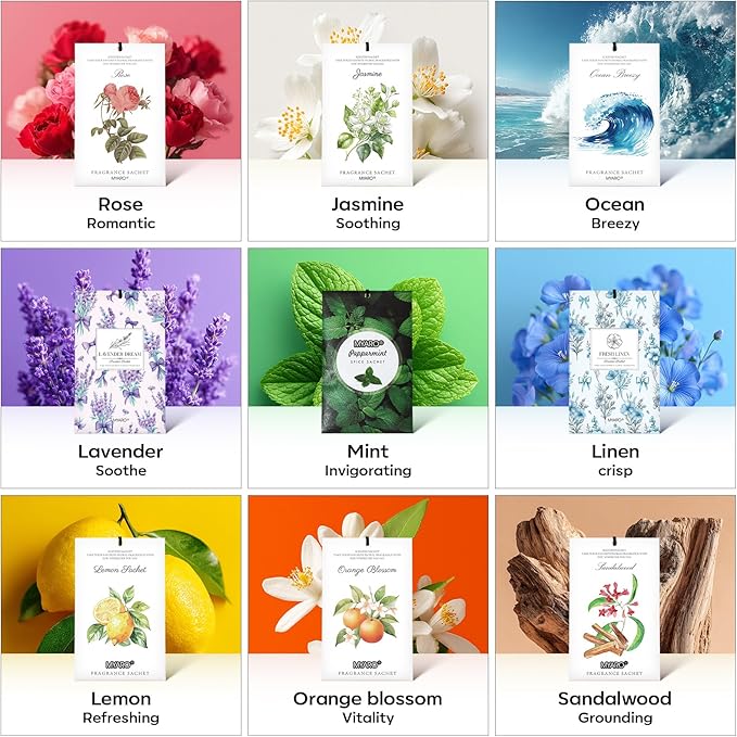 MYARO 12 Packs Peppermint Potpourri Bags Sachets for Drawer and Closet, Long-Lasting Drawer Car Air Fresheners Closet Odor Eliminating Home Fragrance