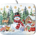 Christmas Kitchen Drying Mat 16 x 18 Inch Winter Snowflake Drying Pad Snowman and Tree Pattern Absorbent Reversible Microfiber Mats Dish Rack Pad Drainer Mat for Coffee Bar Decor