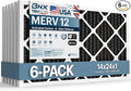 BNX TruFilter 14x24x1 MERV 12 Odor Defense (6-Pack) AC Furnace Air Filter with Activated Carbon - MADE IN USA - Pleated Air Conditioner HVAC AC Furnace Filters - Removes Odor, Mold, Bacteria, Smoke