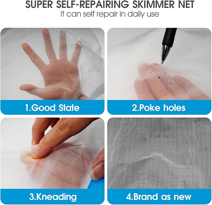 14'' Ultra Fine Mesh Pool Skimmer Net Rake for Sand Silt Pollen Debris - Super Extra Fine Nylon Cleaning Pool Net for Above Ground & In-ground Swimming Pools