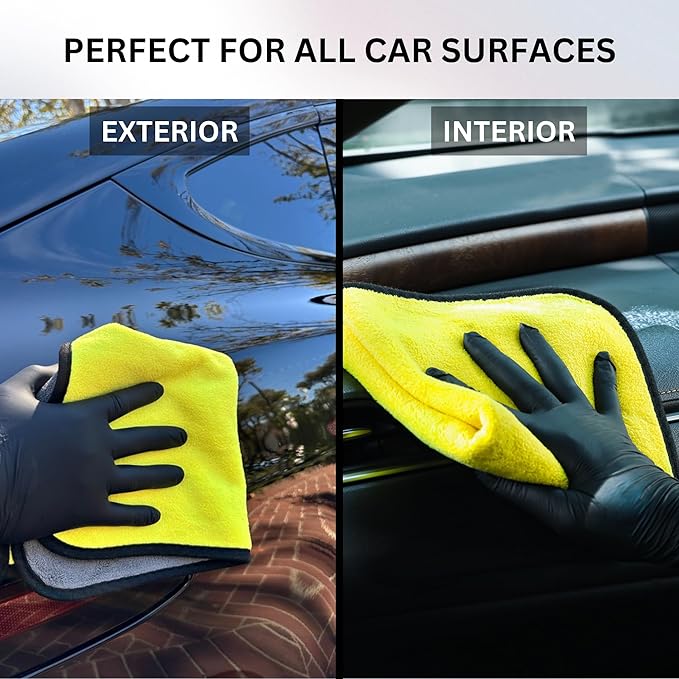 The Pro Stuff® Car Detailing Microfiber Towels - 600 GSM Thick Plush Auto Towels | Super Soft Dual-Sided for Cleaning, Washing, Buffing | Tagless, Scratch-Free, Lint Free Cloth (16"x16") | 3 Pack