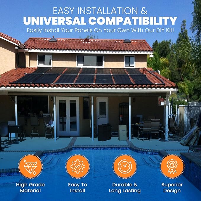 Highest Performing Design - DIY Solar Pool Heater Kit - 15-20 Year Life Expectancy (7-4x10 / 2" I.D. Header)