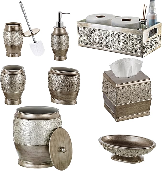 Creative Scents Toilet Brush Set - Toilet Bowl Cleaner Brush and Holder - Decorative Bathroom Cleaner Brush - Space Saving Design Toilet Bowl Scrubber - Brushed Silver Color, Dublin Style