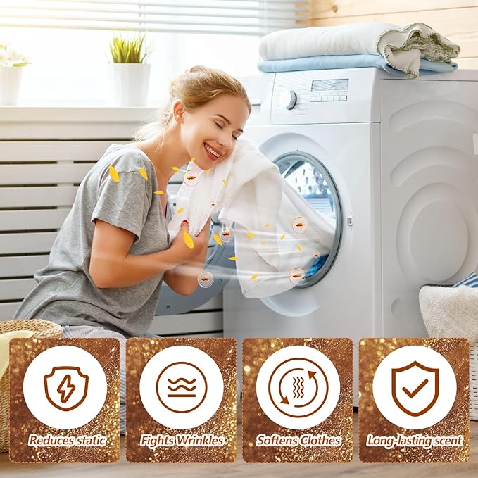 Heigble 600 Count Dryer Sheets Bulk Fabric Softener Amber Scent Dryer Sheets Naturally Softens and Removes Static Cling, Ideal for Large Households, Sensitive Skin