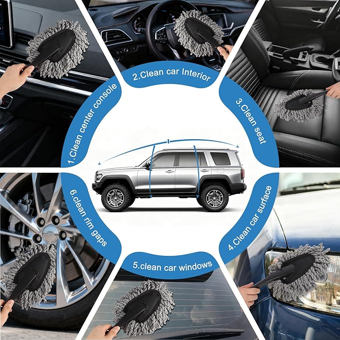 Yungeln Car Detailing Brush Kit with Detail Brushes,Car Interior Detailing Brushe,Car Dust Brush,Cleaning Gel,Car Interior Cleaning Tool for Truck, SUV, Interior Car Accessories