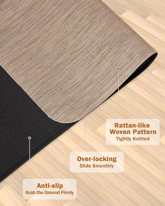 Blvornl Office Chair Mat for Hardwood Floor, 47.2"x60" Desk Computer Chair Mat, Large Anti-Slip Hard Floor Protector, PVC Mat Desk Rug for Office and Home, Red Brown